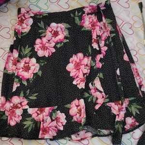 Wrap around floral skater skirt